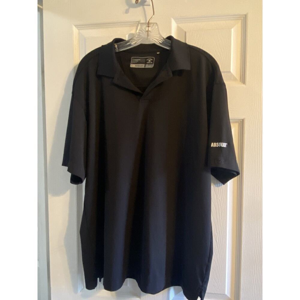 Mens Golf Polo Large Black Absolut Vodka Moisture Wicking Cutter & Buck